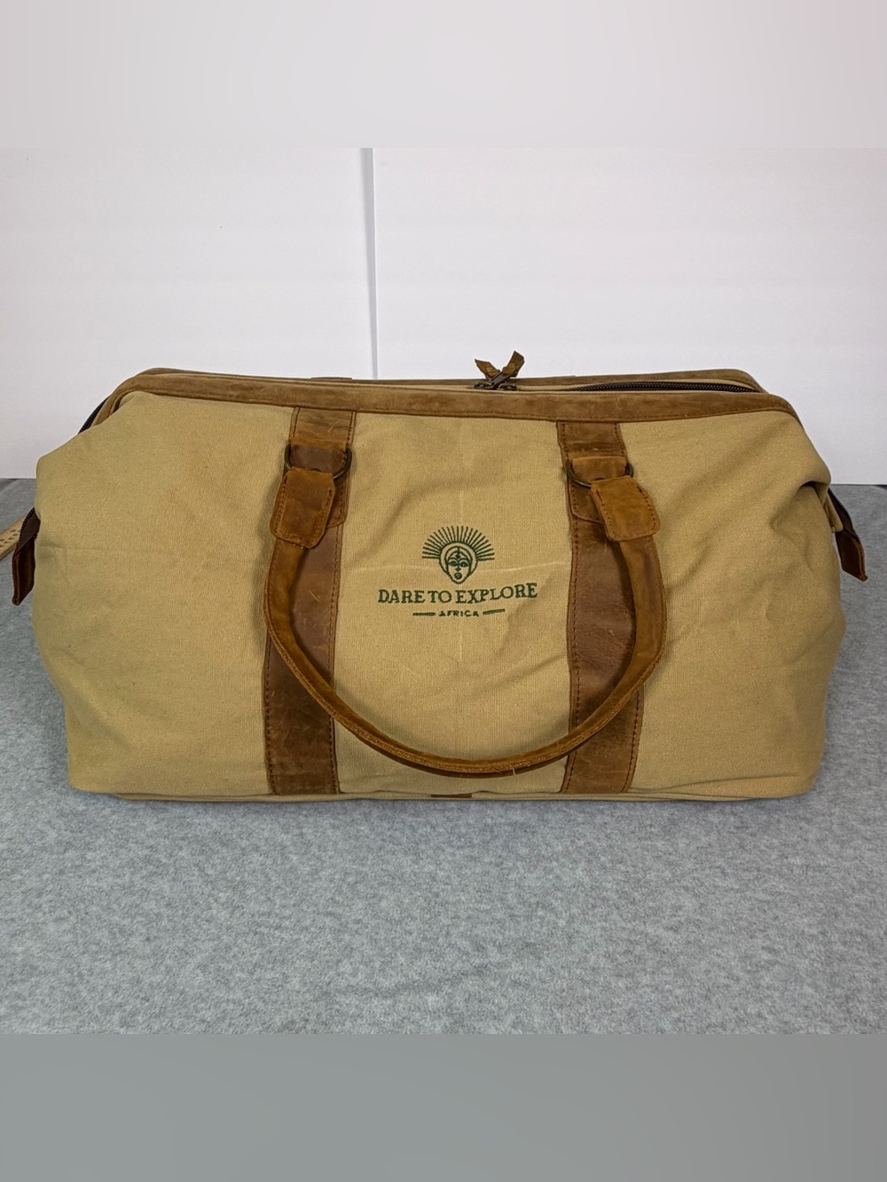 Vintage Inspired Large Canvas and Leather Travel Safari Bag New Without Tags